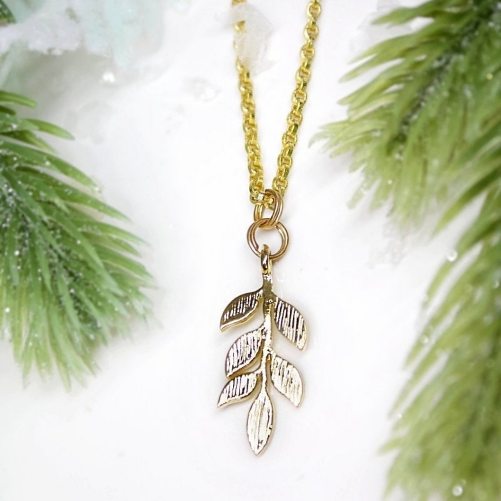 Laurel Leaf Charm Necklace in Gold Filled